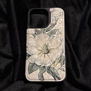 Floral Pattern Phone Case - Black and Cream